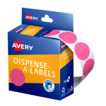 Avery Pink Dispenser Dot Stickers 24 mm diameter 500 Labels 937249