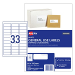 Avery General Use Labels 64 x 24.3 mm 3300 Labels 938200