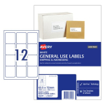 Avery General Use Labels 63.5 x 72 mm 1200 Labels 938208