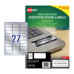 Avery Silver Heavy Duty Label. 63.5 x 29.6 mm Pack 20 959202