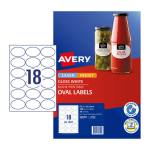 Avery Glossy Oval Labels 63.5 x 42.3 mm Pack 10 980000