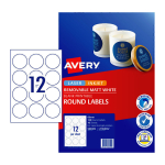 Avery White Round Removable Product Labels 60mm Pack 10 980009