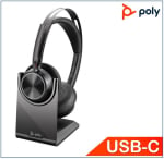 Plantronics / Poly Focus 2 UC Wireless USB-C Headset with Charge Stand