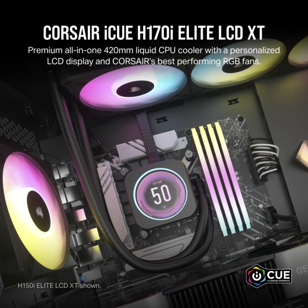 Corsair iCUE H170i ELITE LCD XT Display 420mm Liquid CPU Cooler Black