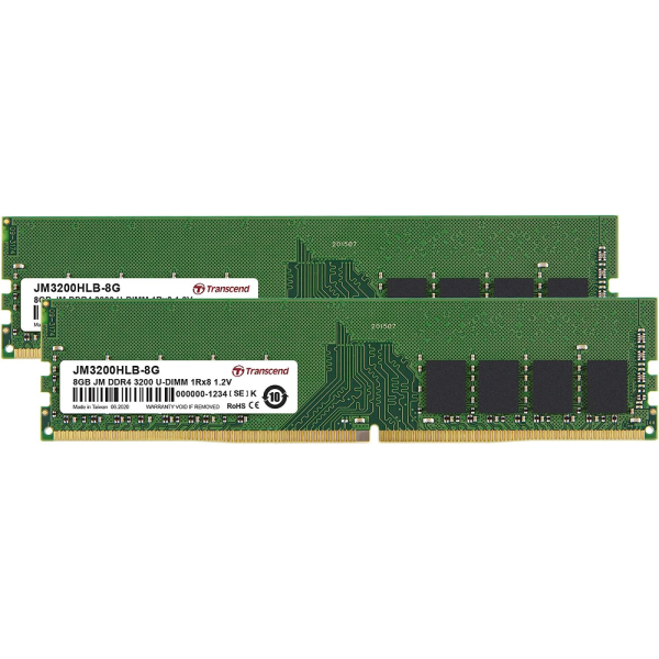Transcend 16GB (2x8GB) DDR4 3200MHz DIMM 1.2V CL22 Jet Memory