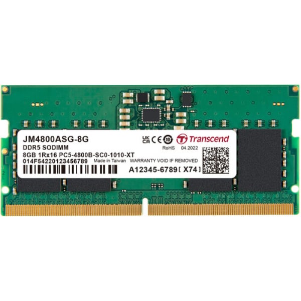 Transcend 8GB DDR5 4800MHz SODIMM CL40 Jet Memory