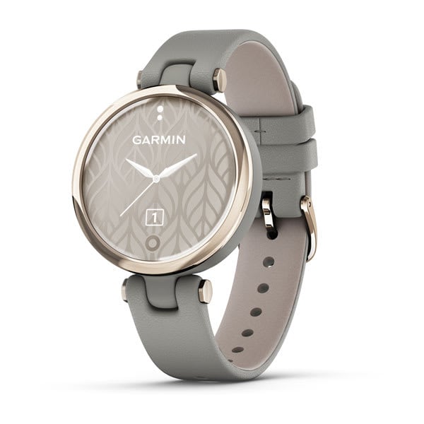 Garmin Lily Classic Cream Gold Bezel with Braloba Gray Case and Italian Leather Band