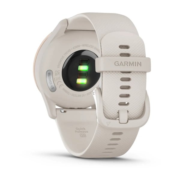 Garmin Vivomove Trend Peach Gold SS Bezel with Ivory Case and Silicone Band