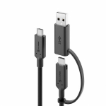 Alogic 1.2m Elements Series USB-C to USB-C Cable with USB-A Adapter M/M Black