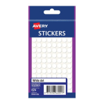 Avery Dot Stickers White 8 mm Round Labels 624 932001