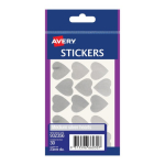 Avery Multi-Purpose Silver Heart Stickers 23 mm Heart 30 Labels 932356