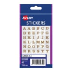 Avery Multi-Purpose Alphabet Stickers Rectangle 13 x 13 mm 48 Labels 932448