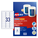 Avery Removable Multi-purpose Labels 64 x 24.3 mm Laser Inkjet 825 Labels/25 Sheets 959152