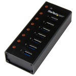 Startech 7-Port USB 3.0 Hub (5Gbps) Desktop or Wall-Mountable Metal Enclosure Black