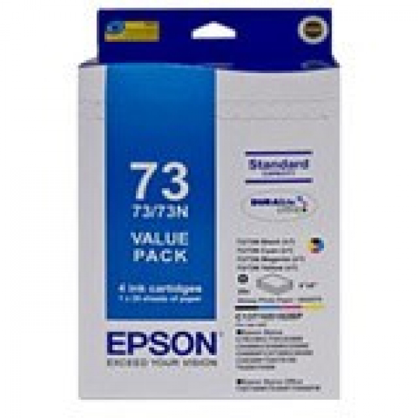 EPSON 73/73n 4 Ink Cart + Gpp 4x6 20 Sheets C13T105192BP