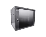 Leader Flat Packed 9U Hinged Wall Mount Cabinet (600mm x 550mm) Glass Door Black