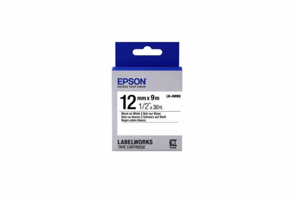 EPSON Black On White Label making Tape C53S654101