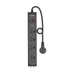 Monster 4 Socket Surge Protection with F-Type Connector Black