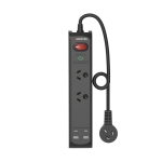 Monster Dual Socket Surge Protector Board With USB-C and USB-A Ports Black