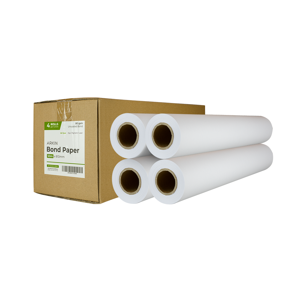 Arkin Bond Paper 80gsm 594mm x 100m 1 Roll Carton White
