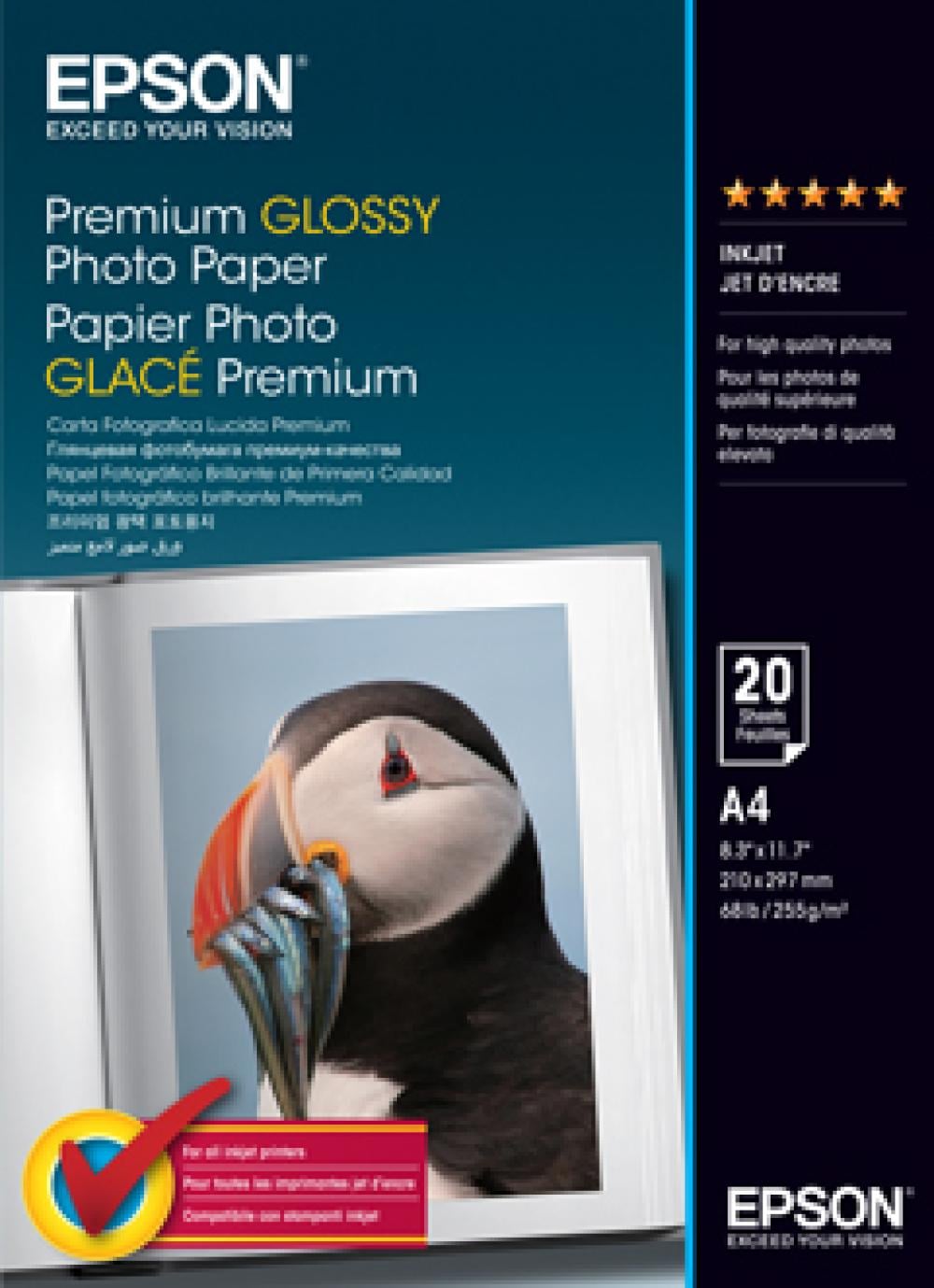 Epson Premium Glossy Photo Paper A4 255gsm 20 Sheets Photo Paper