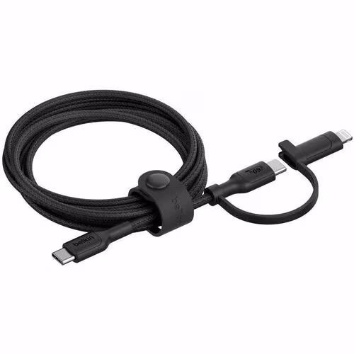Belkin BoostCharge Pro 1.5m 2-in-1 USB-C + Lightning Cable Black