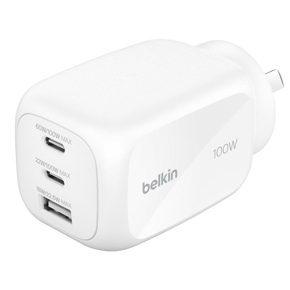 Belkin BoostCharge Pro 100W 3 Port GaN Wall Charger White