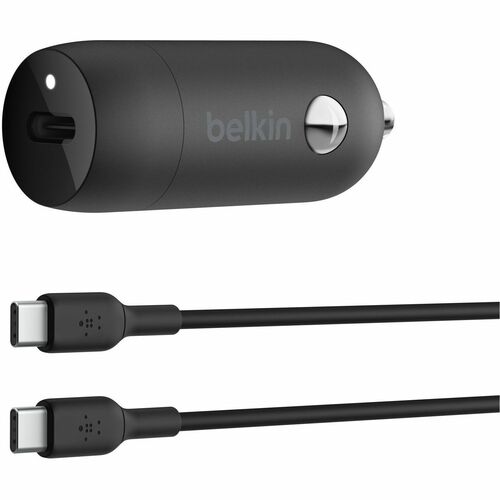 Belkin BoostCharge USB C Car Charger 30W with Cable Black
