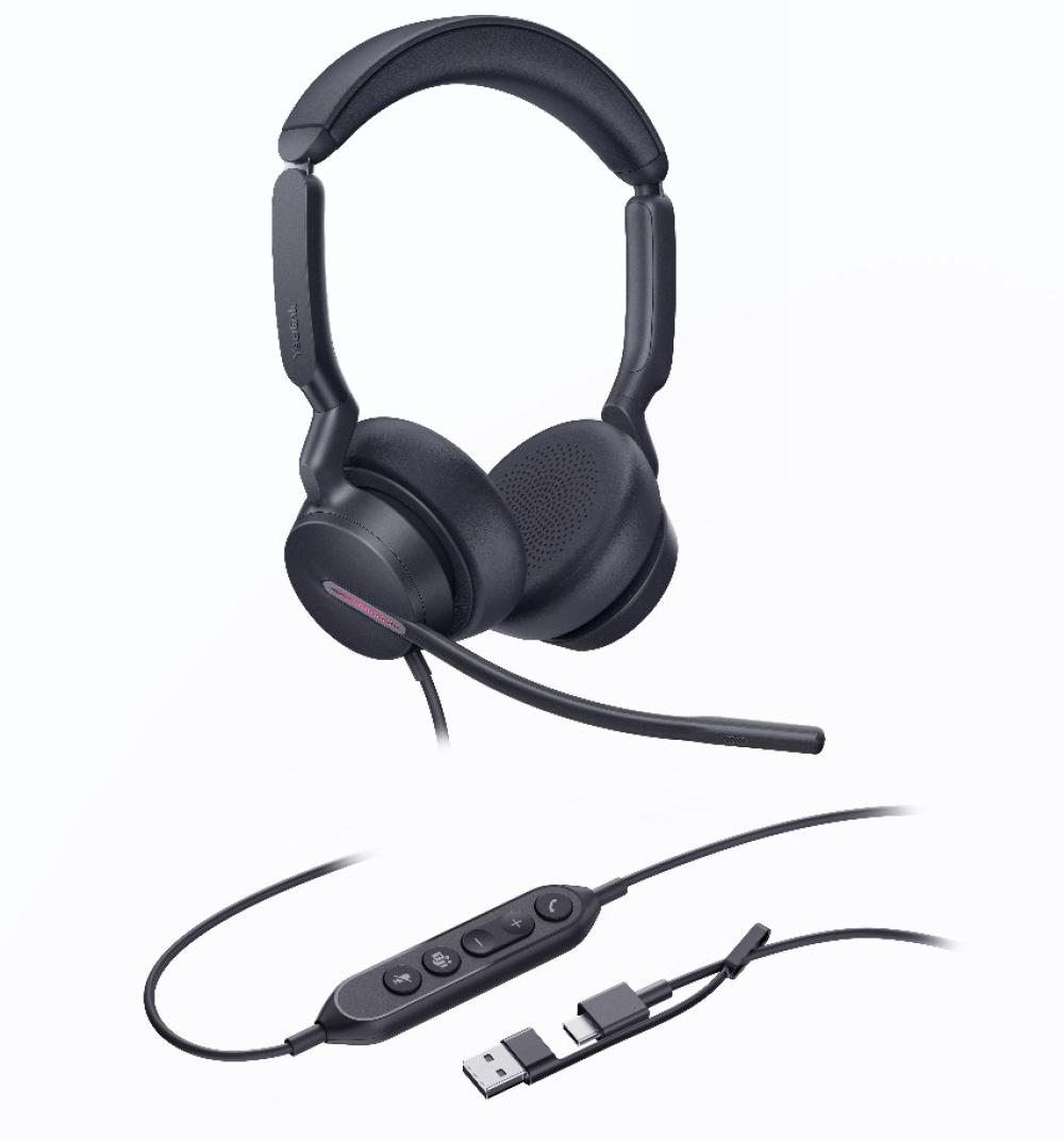 Yealink Dual Teams USB-C/A 3 Noise Cancelling Microphones Wired Headset
