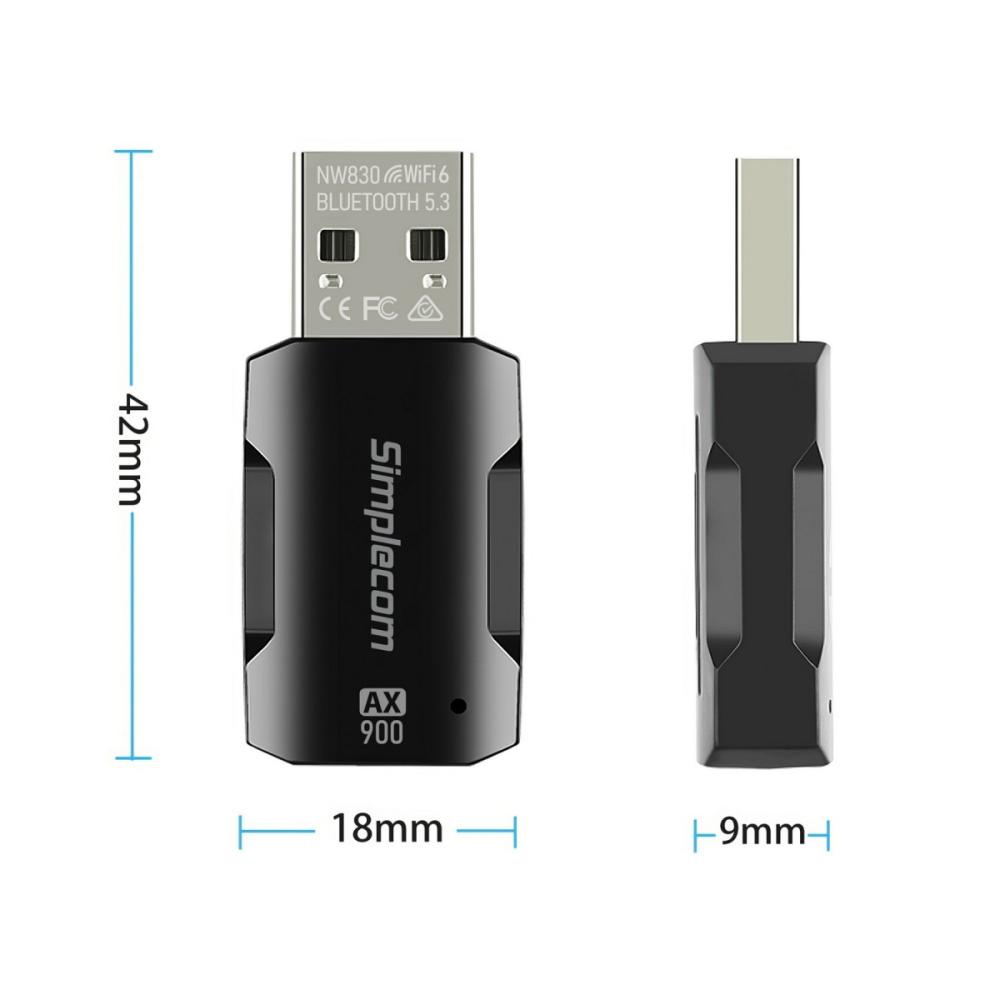 Simplecom WiFi 6 and Bluetooth 5.3 Combo USB Adapter Dual Band AX900