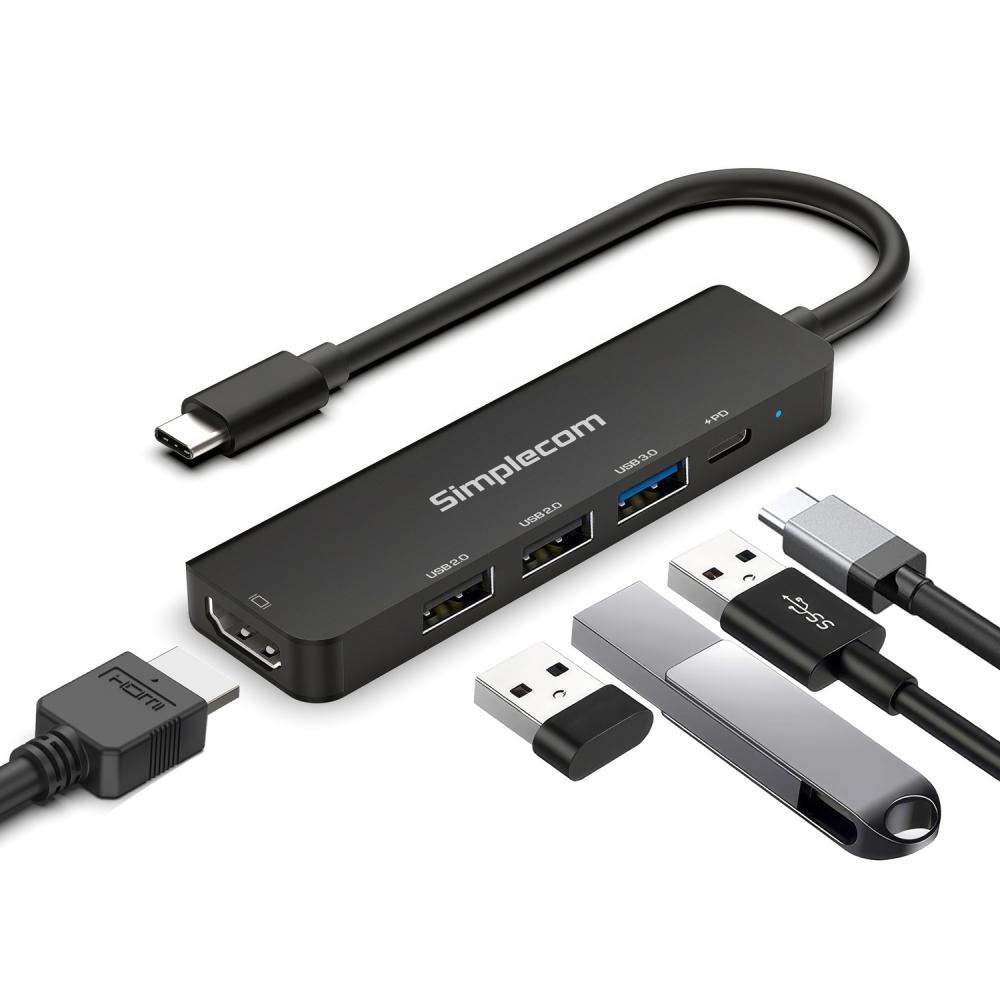 Simplecom USBC 5 in 1 Multiport Docking Station with USB Hub PD and HDMI 20 Compact Adapter