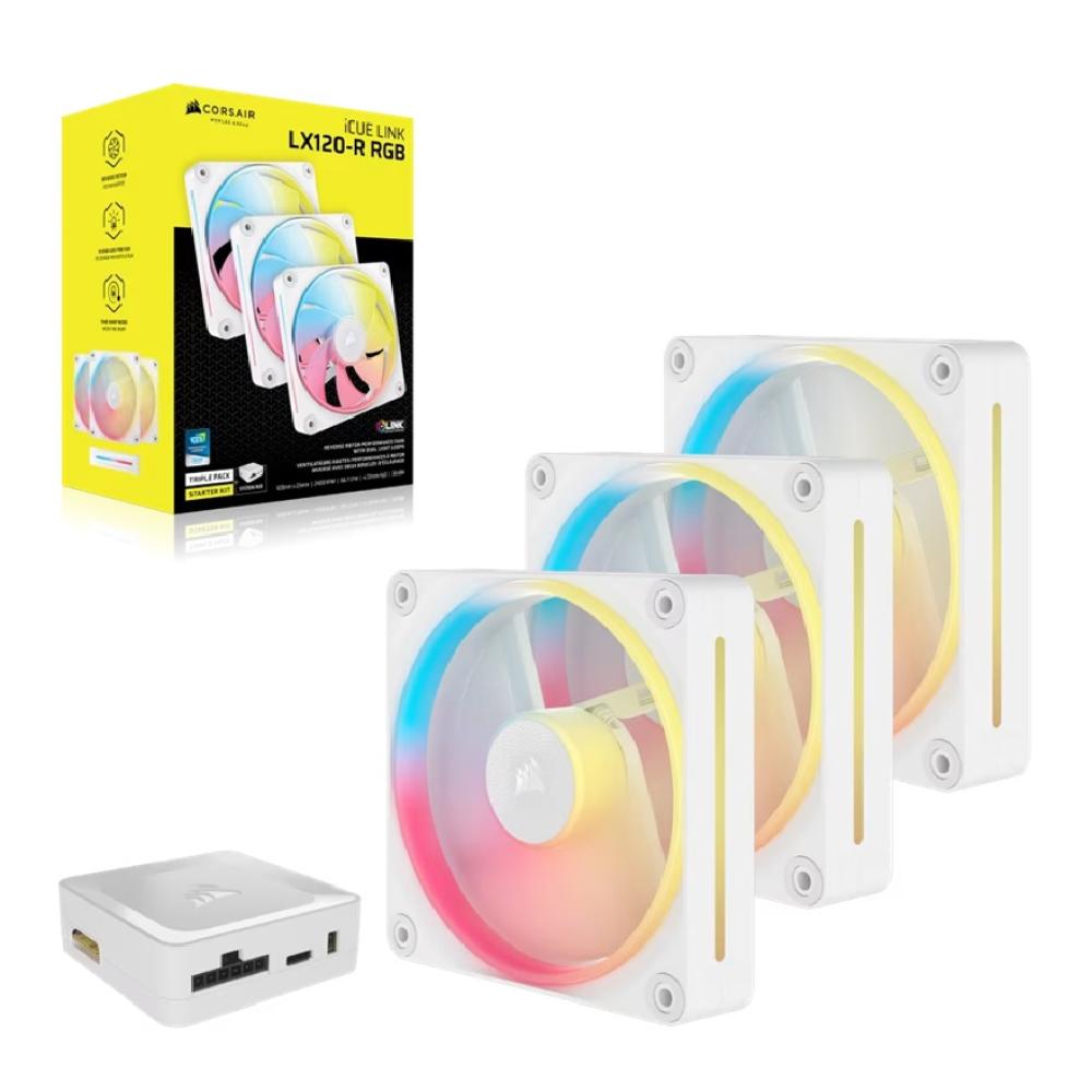 Corsair Icue Link LX120-R RGB 120mm PWM Reverse Fans 3Pk White CO-9051054-WW