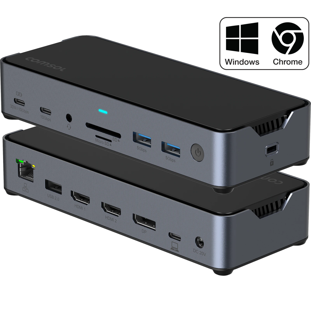Comsol Triple Monitor USB-C 14 Port Docking Station DS34HDA