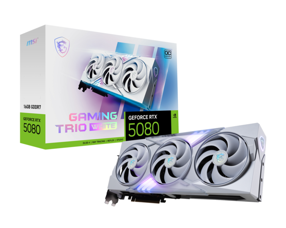 MSI GeForce RTX 5080 Gaming Trio OC 16G Graphics Card - White