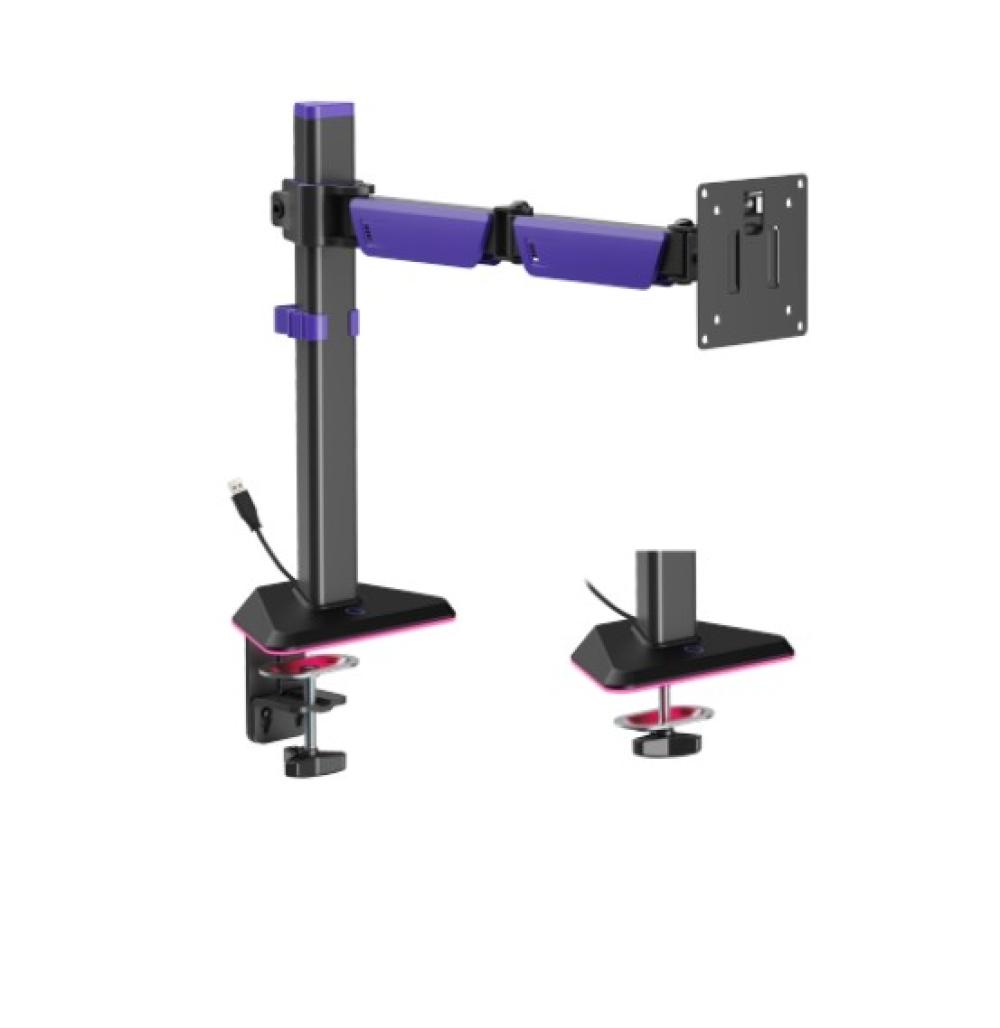 Brateck Articulating RGB Lighting Gaming Monitor Arm - Matte Black